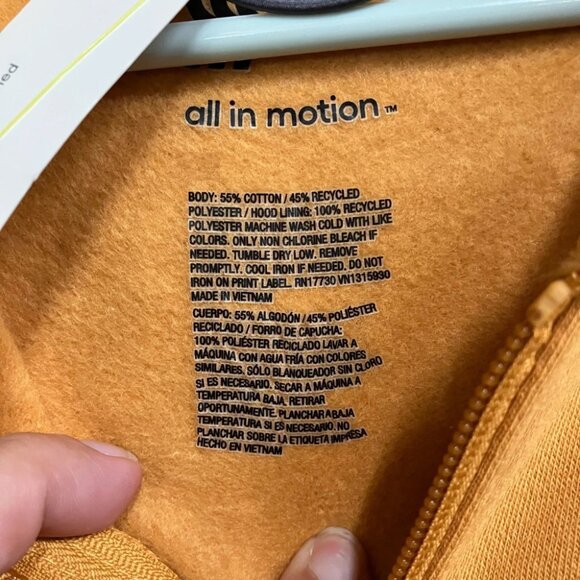 NWT All In Motion Men's Brown Cotton Fleece Full Zip Hooded Sweatshirt Pockets - Picture 5 of 12